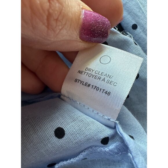 Robert Rodriguez Polka Dot Open Back Top Womens Size 6 Ruffle Cuff Feminine Blue - Picture 7 of 8